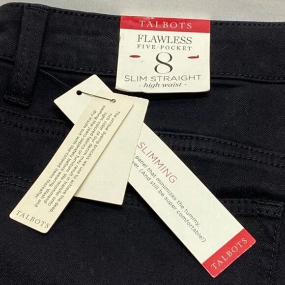 Talbots Flawless Jeans Women's 8 Black Denim High Waist Modern Ankle Raw Hem NWT - Picture 8 of 14